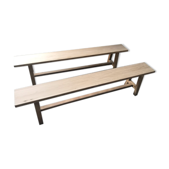 Pair of oak benches