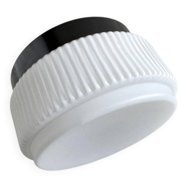 Lampe de plafond vintage en verre strié ronde