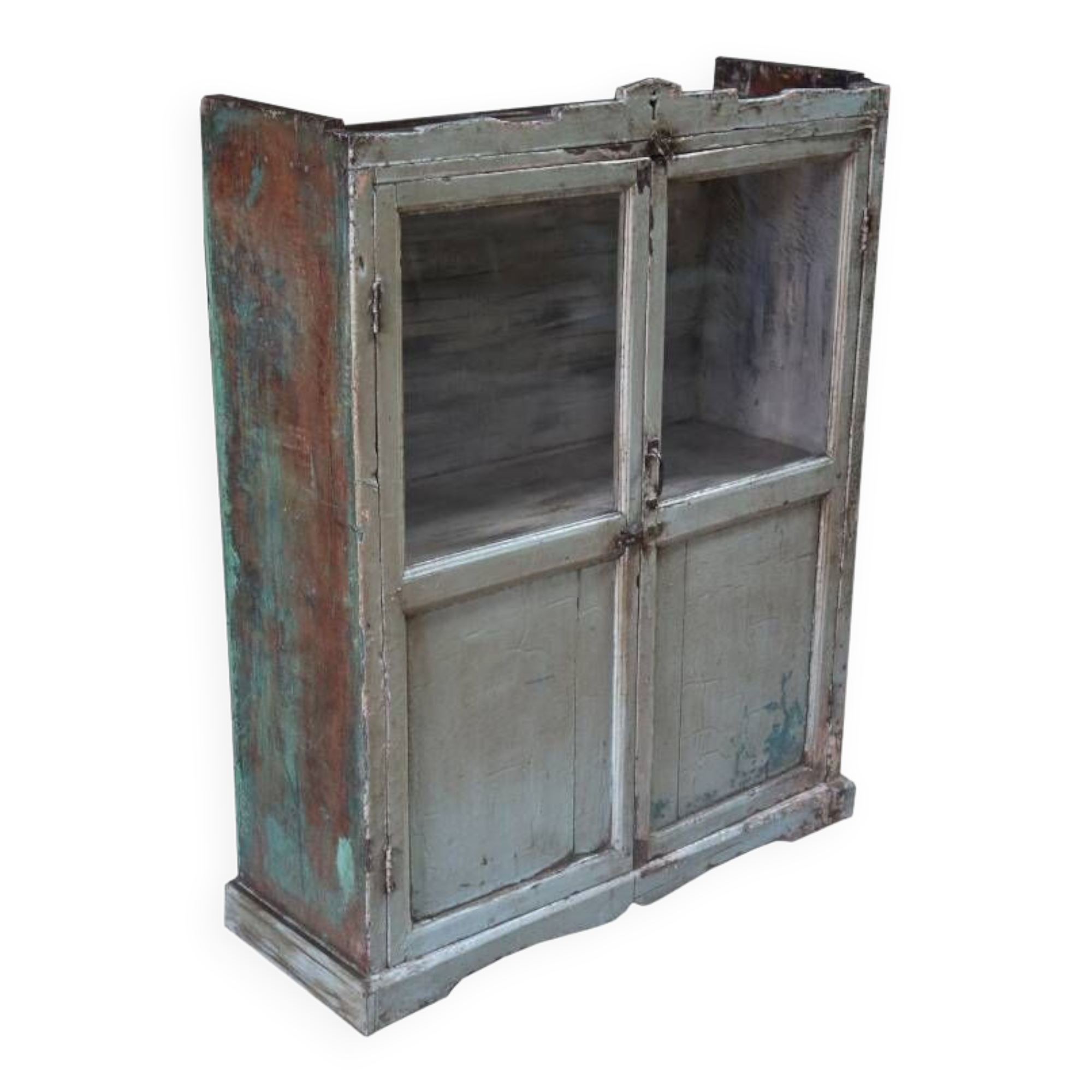 Antique Sideboard Teak Glass Cabinet