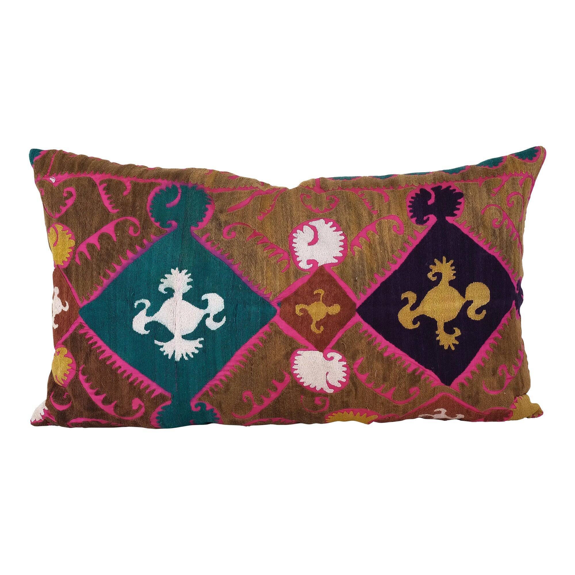 Housse de coussin brodée vintage 84x56 cm