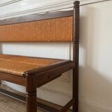 Provençal rustic wood and straw bench