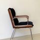 Vintage wood and metal velvet armchair