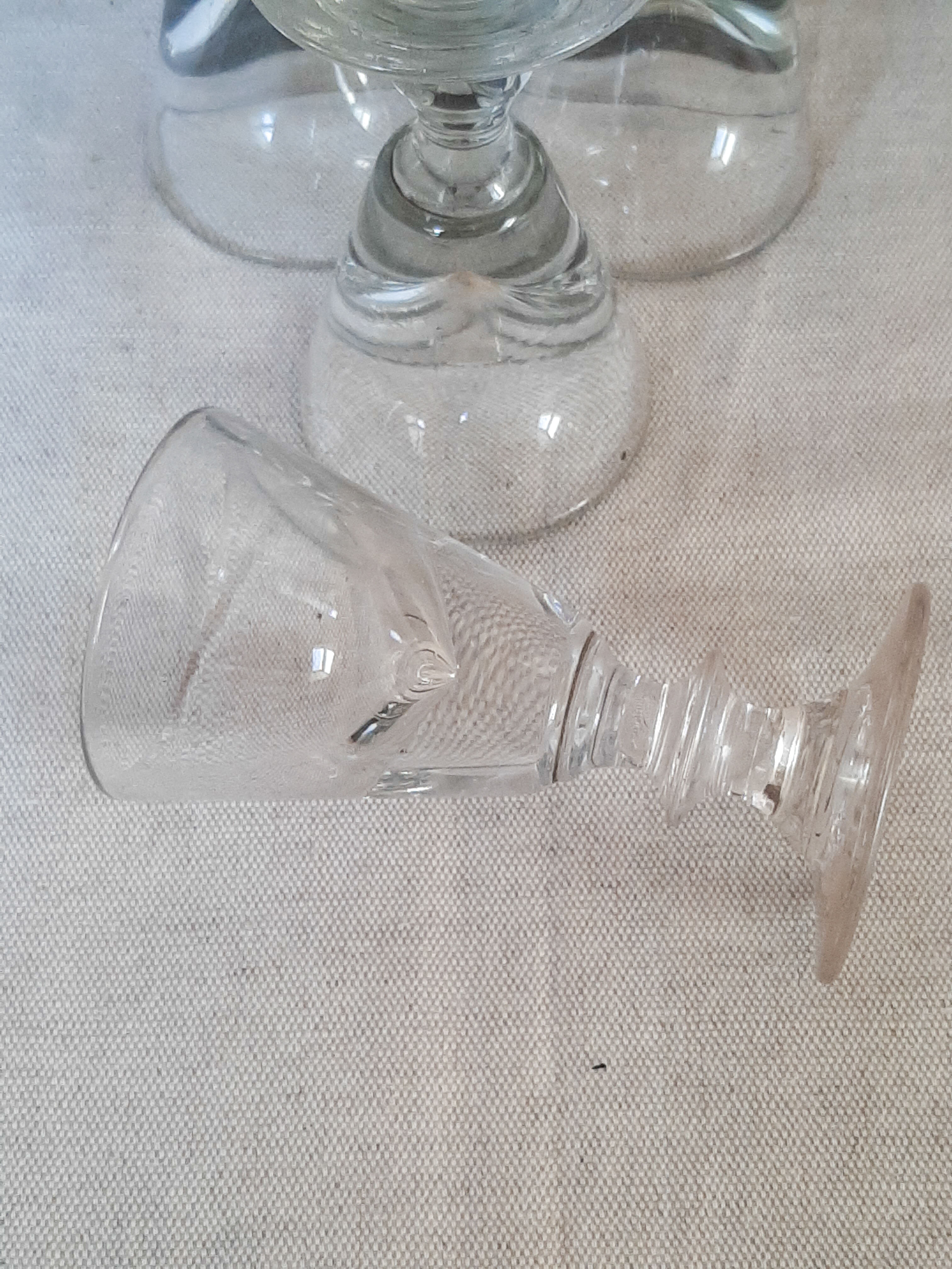 Old bistro glasses with thick bottoms