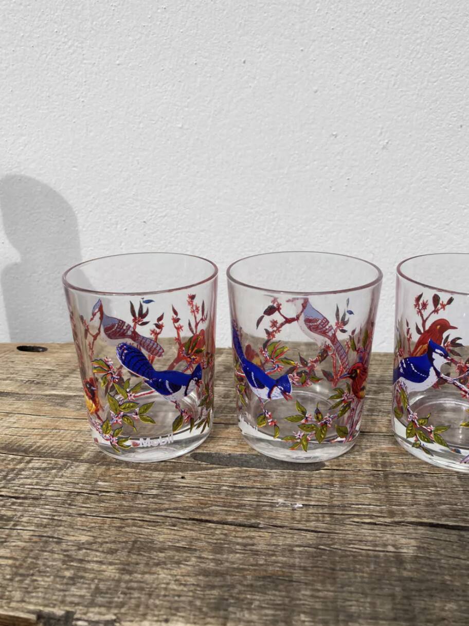 Vintage bird water glasses