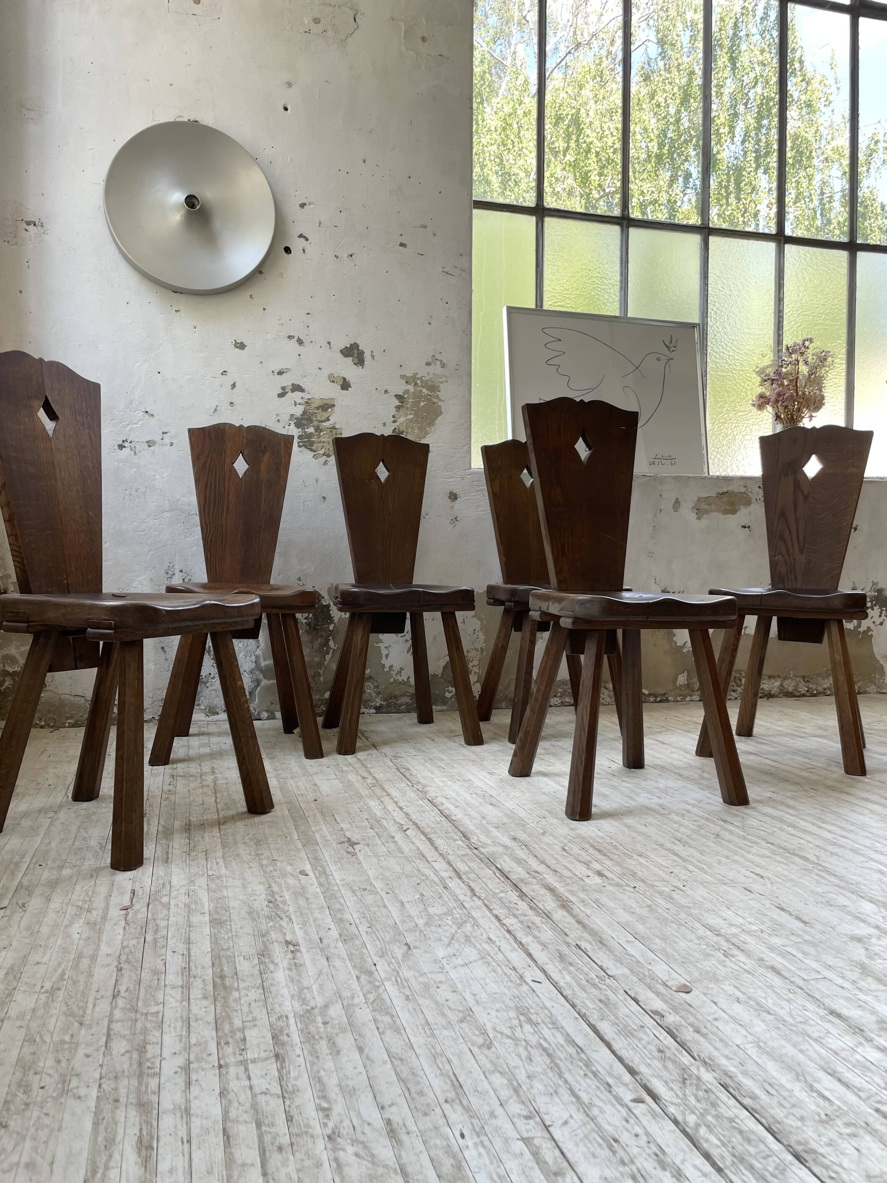 Chaises chêne massif chapo savoyarde art populaire