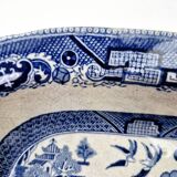 Old Rectangular Hollow Dish In English Earthenware 19th Chinese Decor Blue Willow