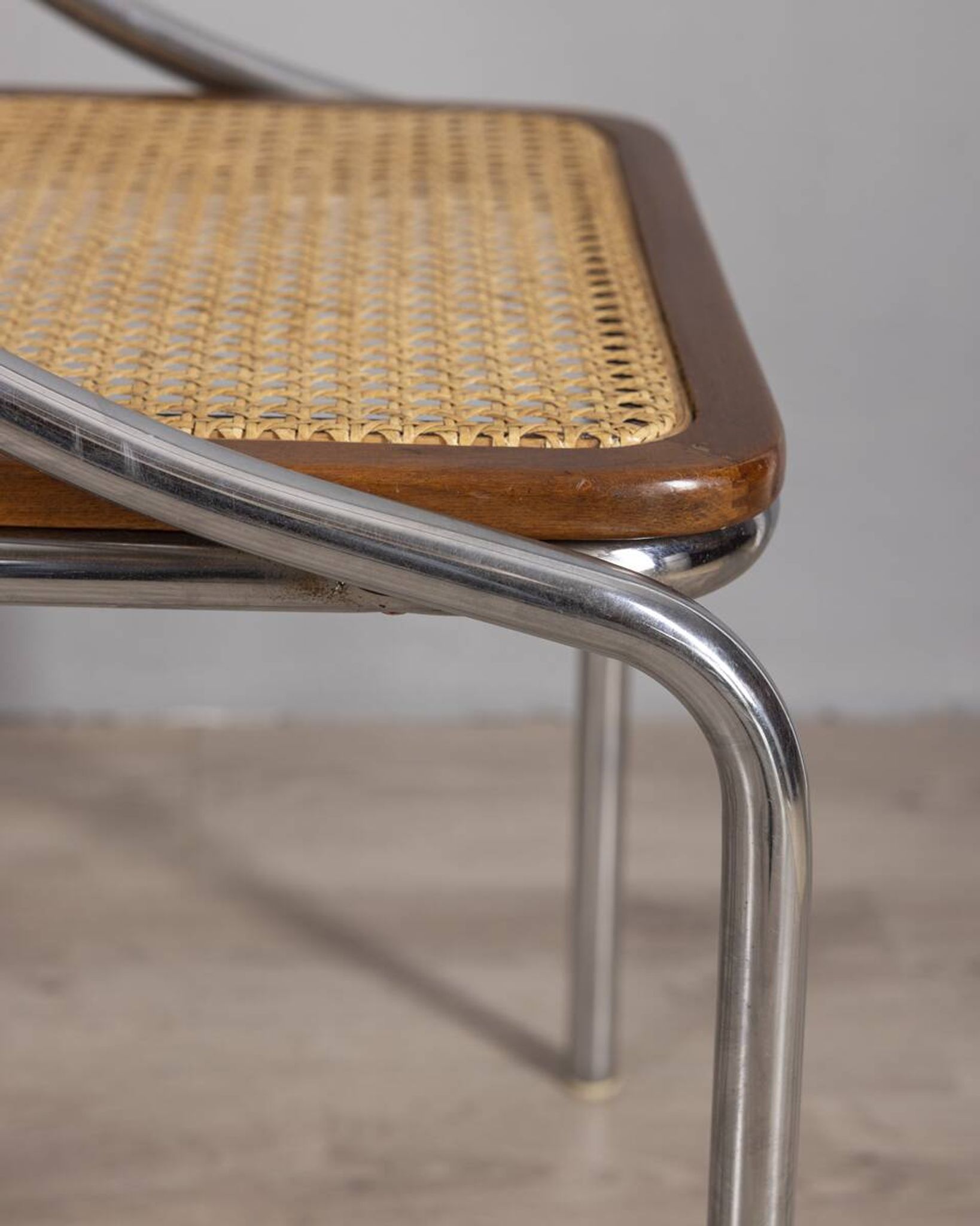 Set of 3 Vintage 1970s Chairs in Metal and Vienna Straw, Italian Design