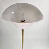 Italian floor lamp with pink Murano glass and brass foot