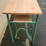 Vintage green school desk from the 1960s-1970s.