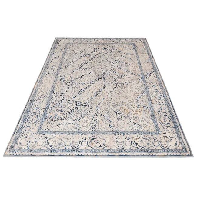 Blue, grey and beige oriental rug.
