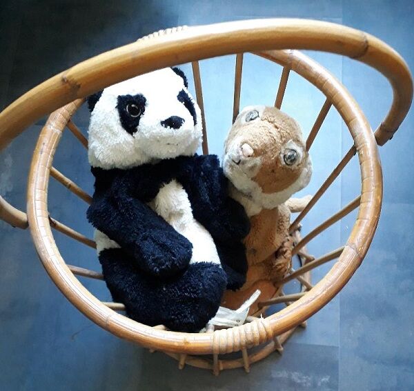 Vintage rattan sewing basket