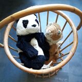 Vintage rattan sewing basket