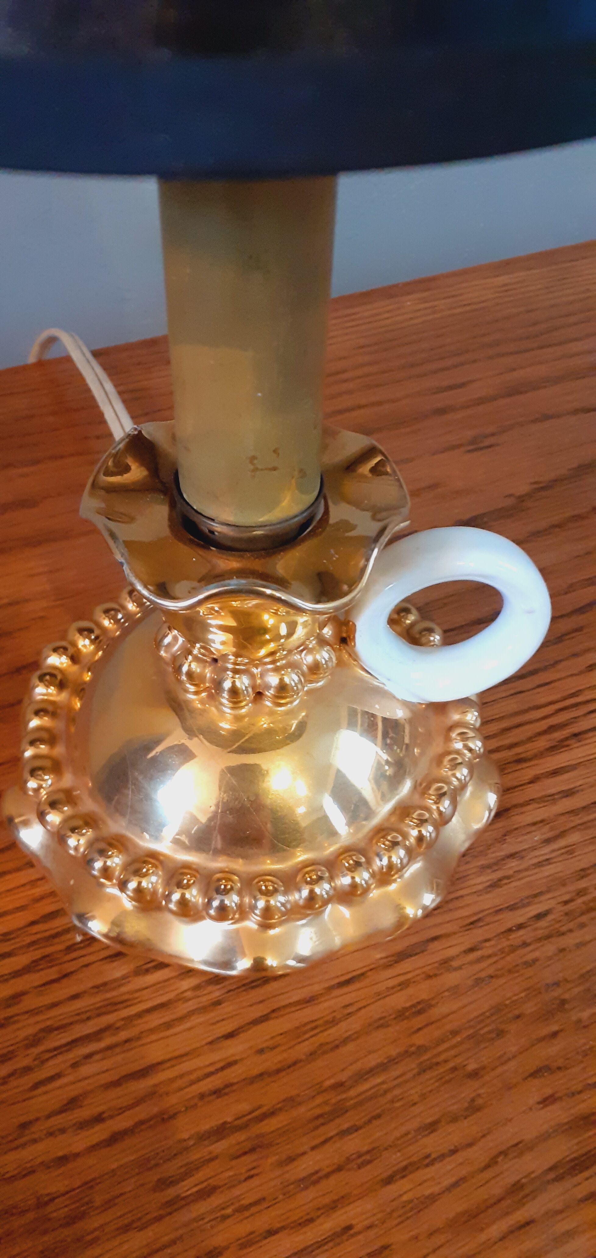Art deco lamp earthenware malicorne golden 30s in the shape of hand candlestick