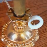 Art deco lamp earthenware malicorne golden 30s in the shape of hand candlestick