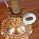 Art deco lamp earthenware malicorne golden 30s in the shape of hand candlestick