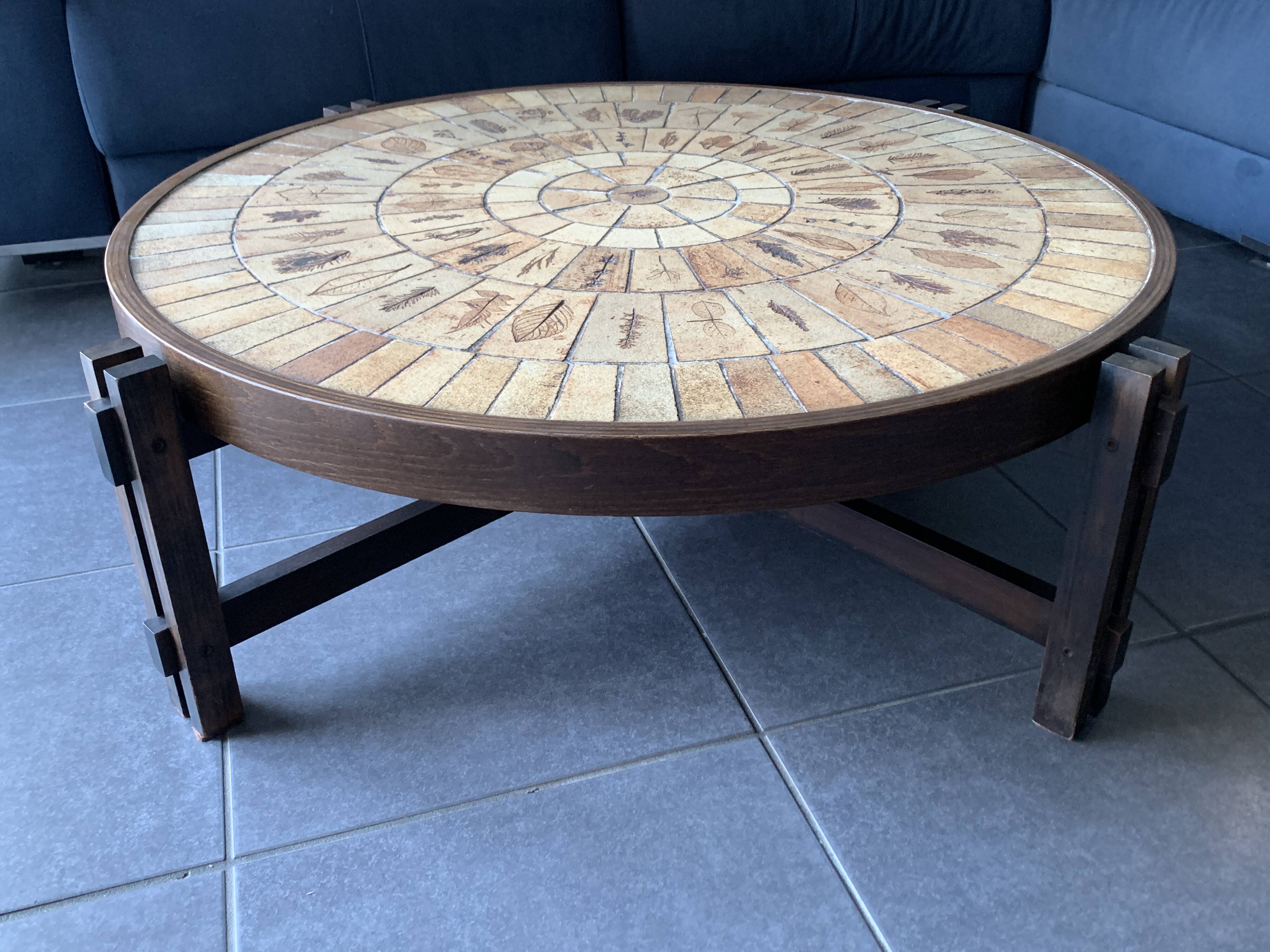 Large Herbier model coffee table in ceramic signed Roger Capron, 1960