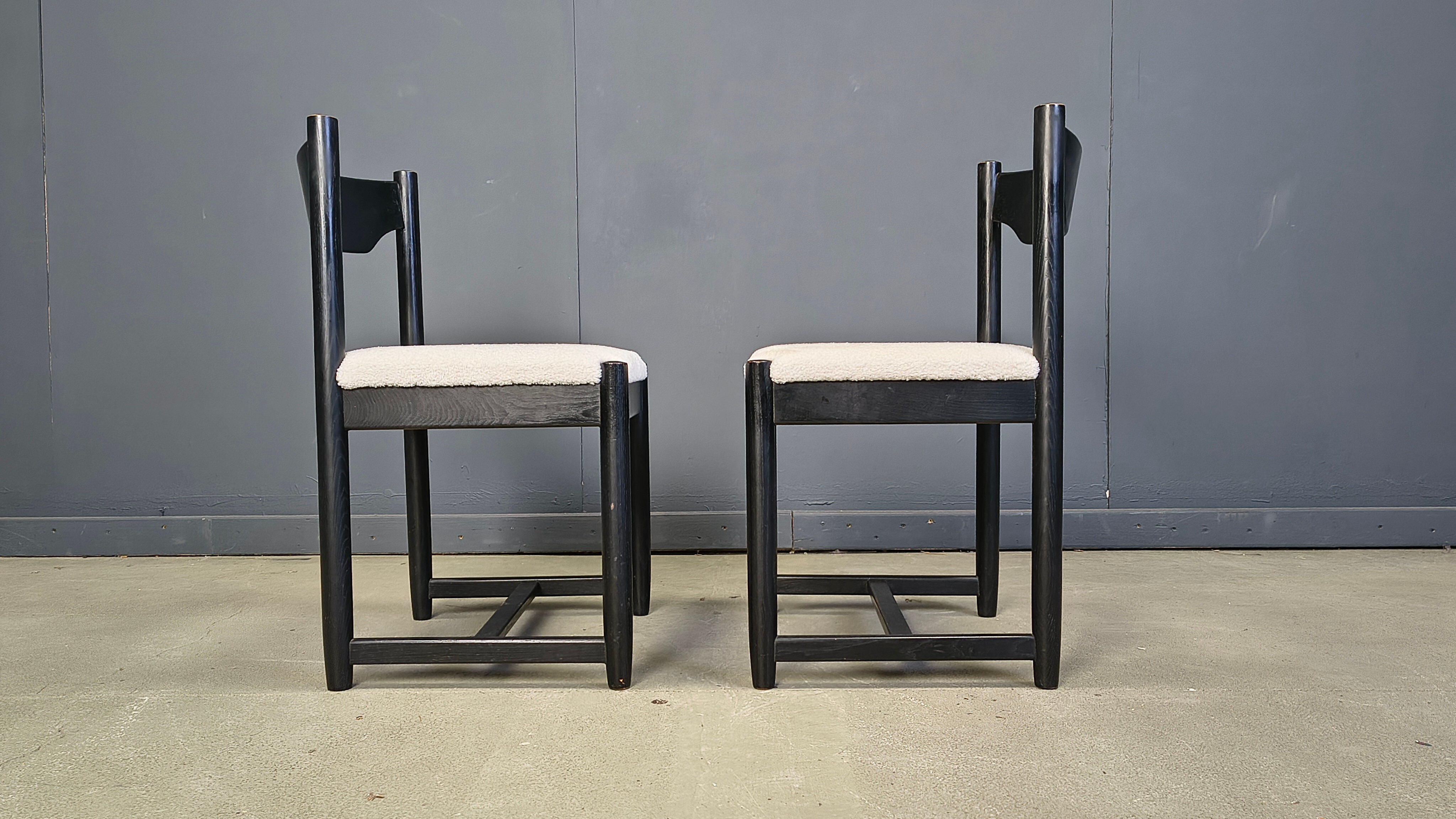 Vintage black wooden dining chairs, 1970s
