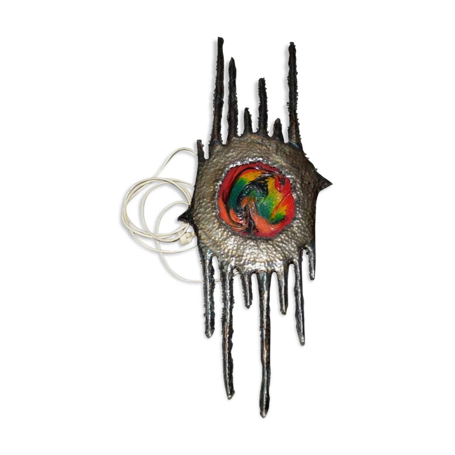 1950s Rare Design Iron/Glass Wall Lamp, Czechoslovakia