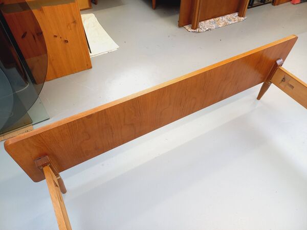 Lit double vintage style scandinave en teck des années 60 avec chevets