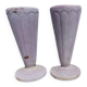 Pair of mauve enamelled cast iron art deco vases from Charleville-Mézières