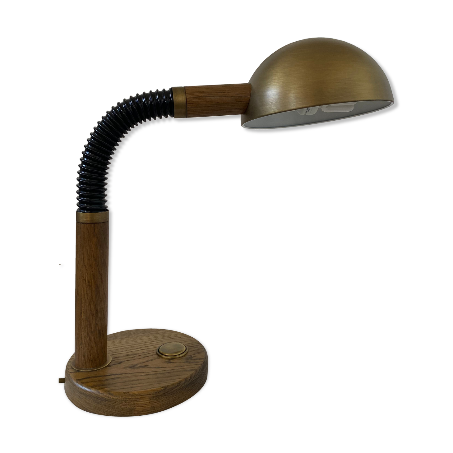 Ancienne lampe bureau design hillebrand année 70 laiton bois