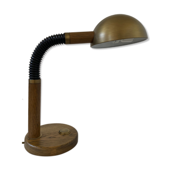 Old desk lamp design HILLEBRAND year 70 brass wood