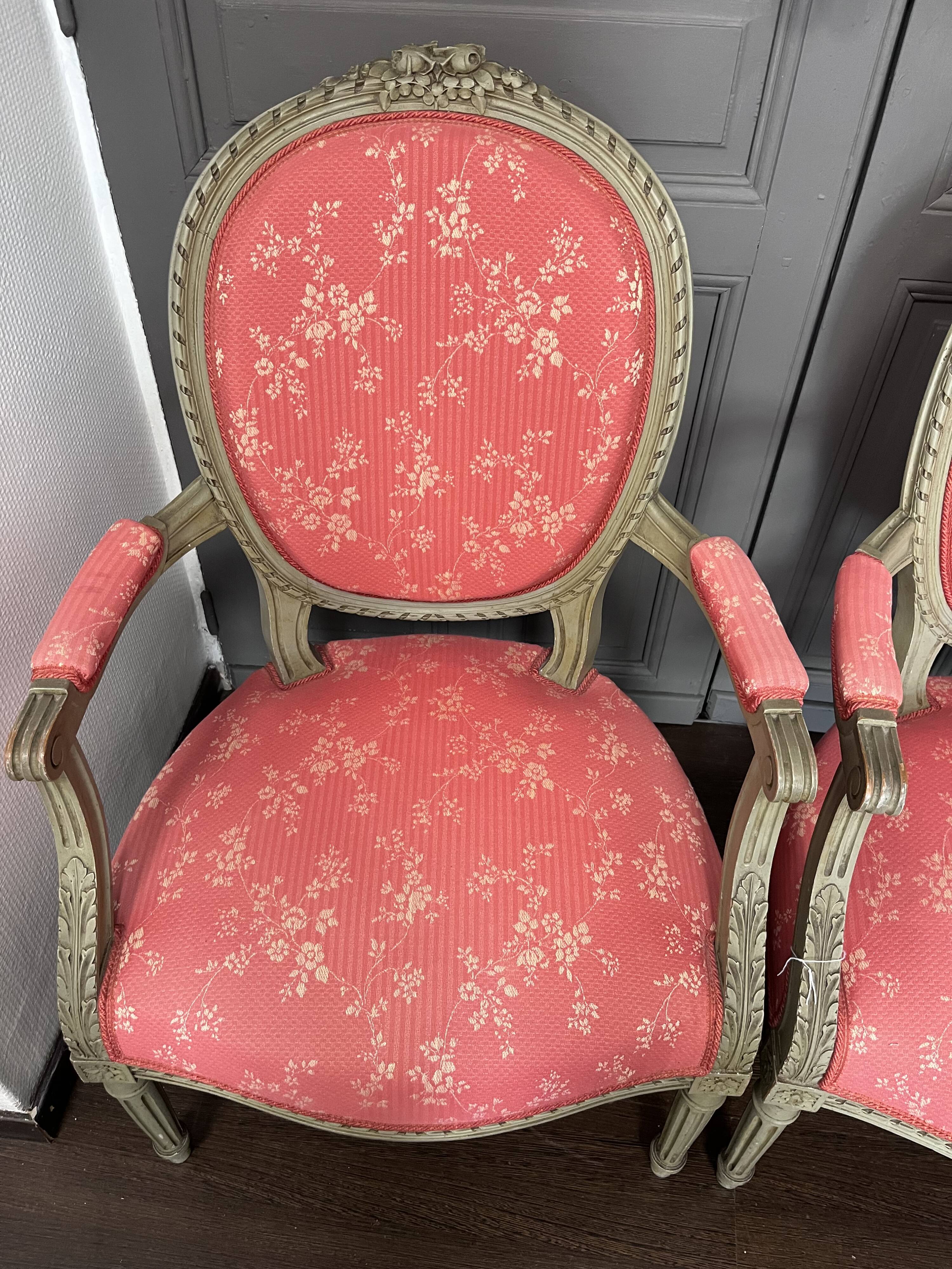 Pair of Louis XVI medallion armchairs