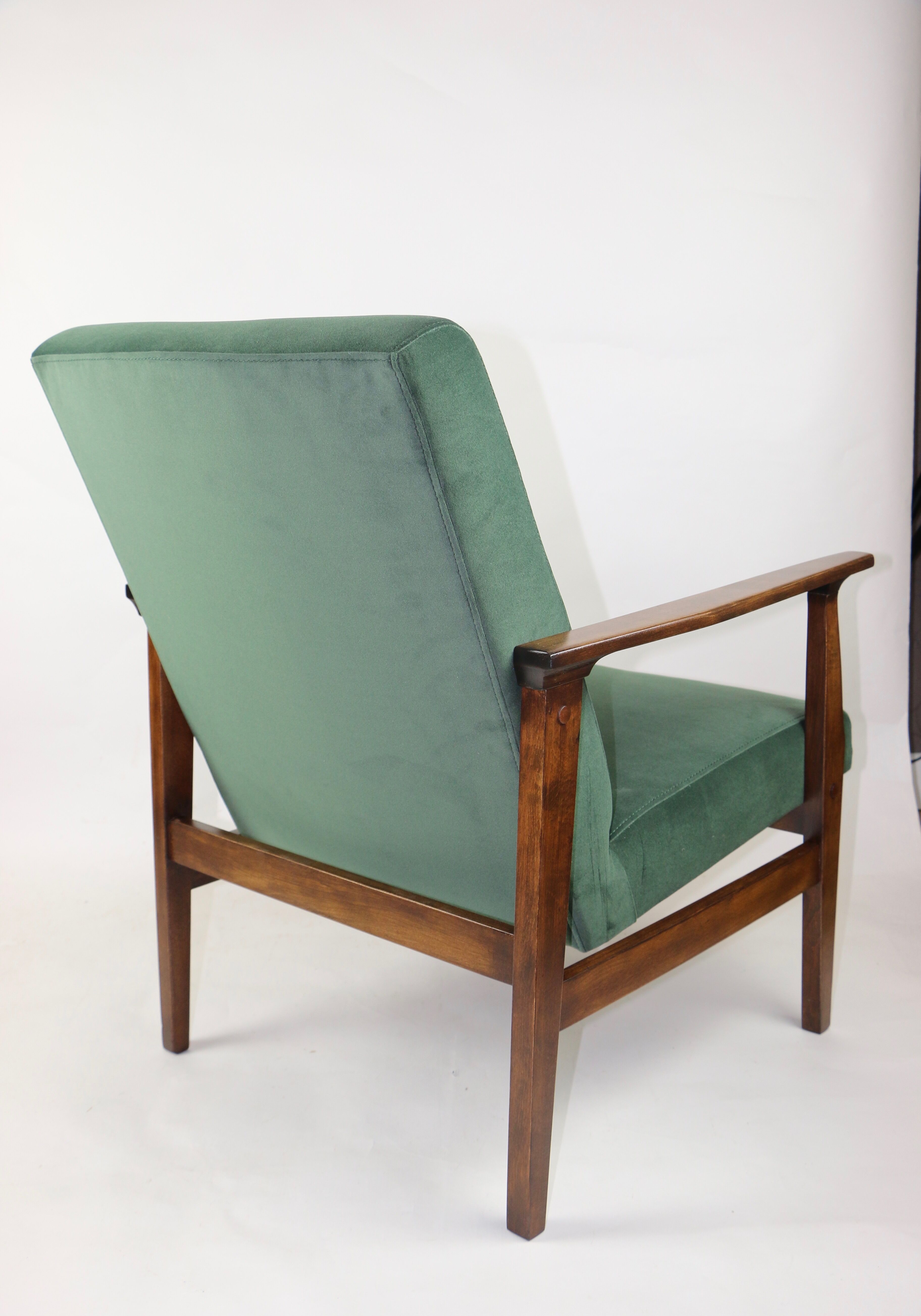 Fauteuil en velours vert vintage, années 1970