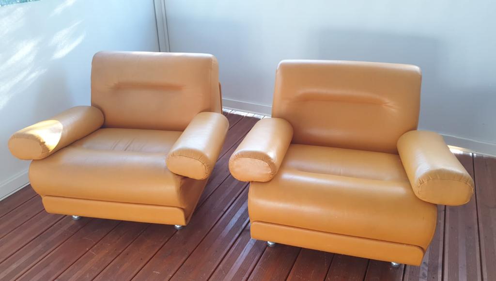 Pair of vintage leather armchairs 1970