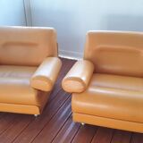 Pair of vintage leather armchairs 1970