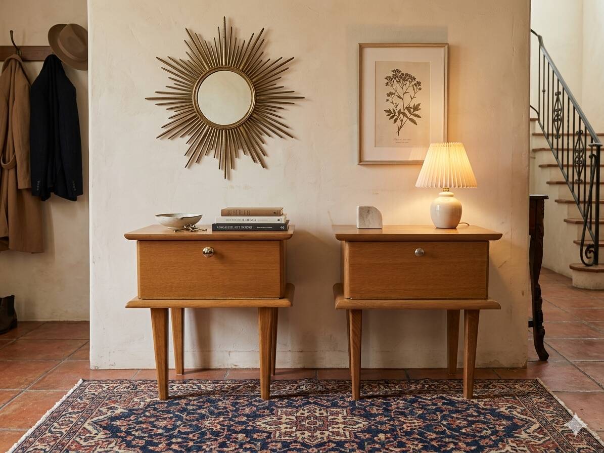 Pair of Scandinavian oak bedside tables, 1960s