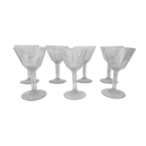 Lot de 7 verres à pied à cherry anciens en cristal soufflé