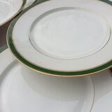 Set 6 porcelain plates Aux Lions de Faïence 1920 imperial green and gold