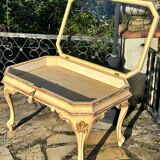 Coffee table/display cabinet in painted polychrome wood.