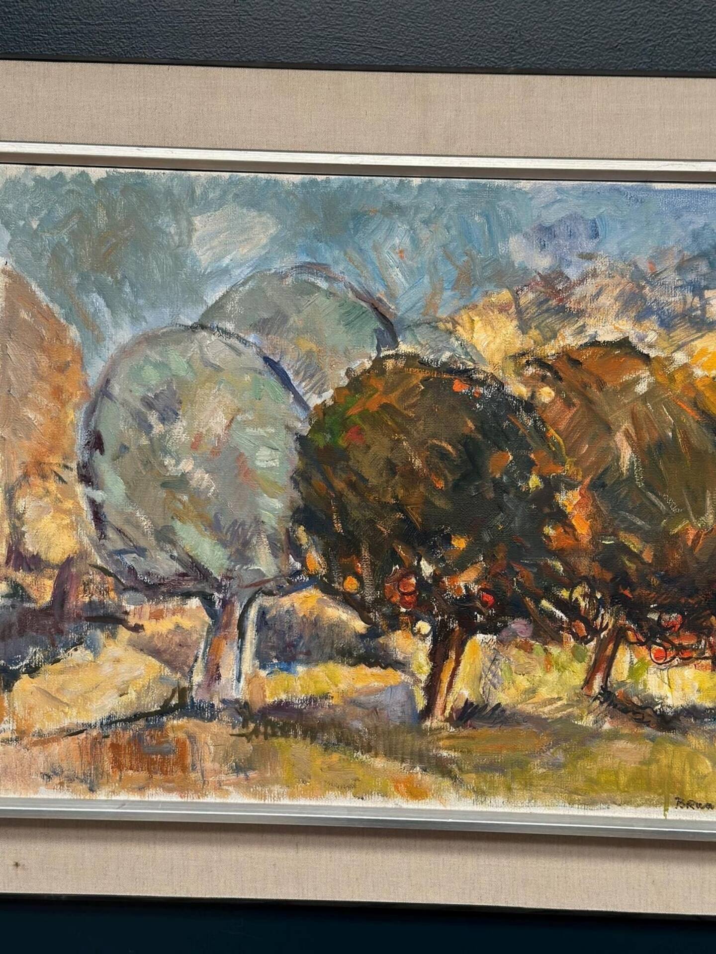 Original Swedish Oil On Canvas – “Apple Trees” By Bruno Fagerlund
