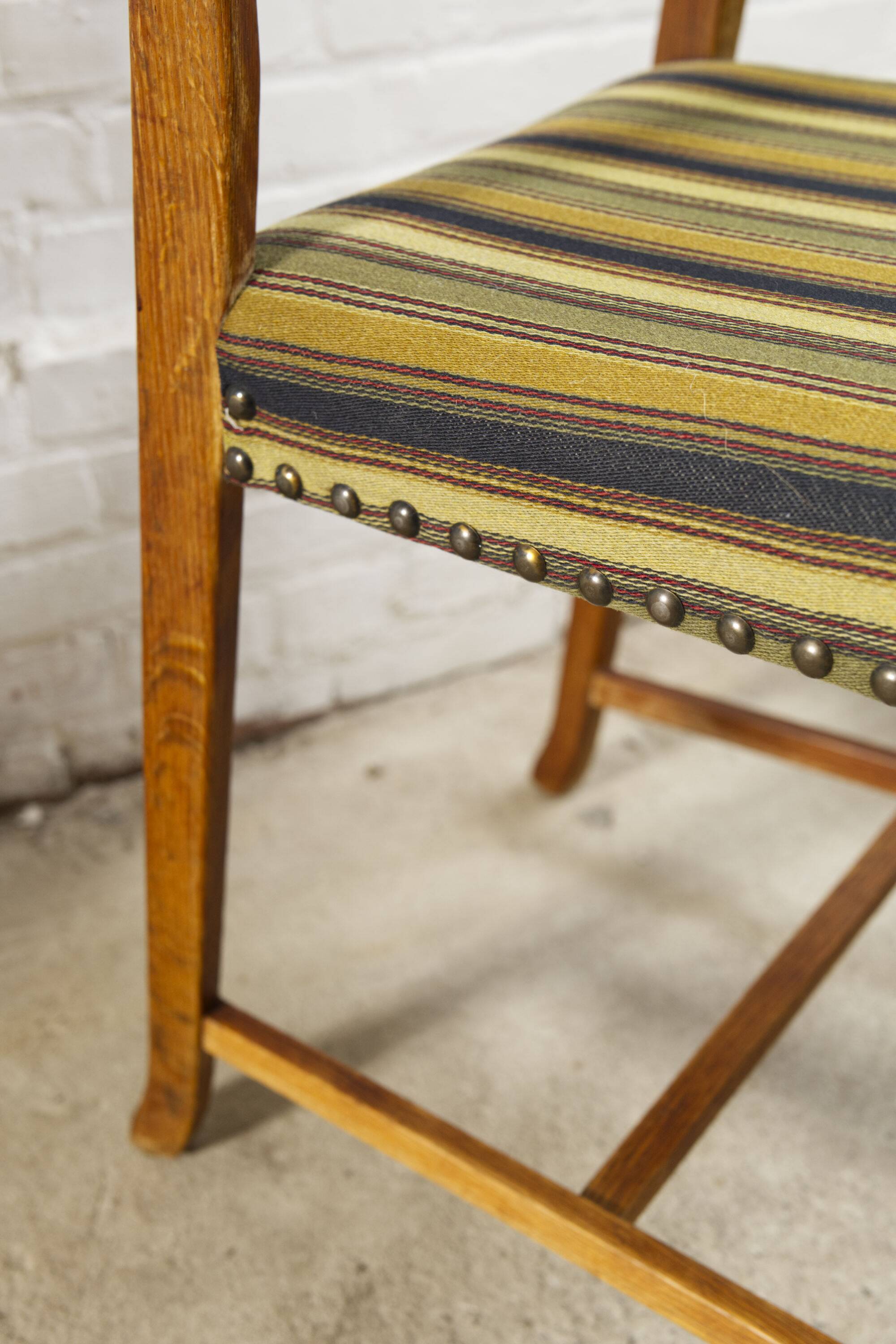 Set of four oak and wool dining room chairs by Henning Kjaernulf, 1960's