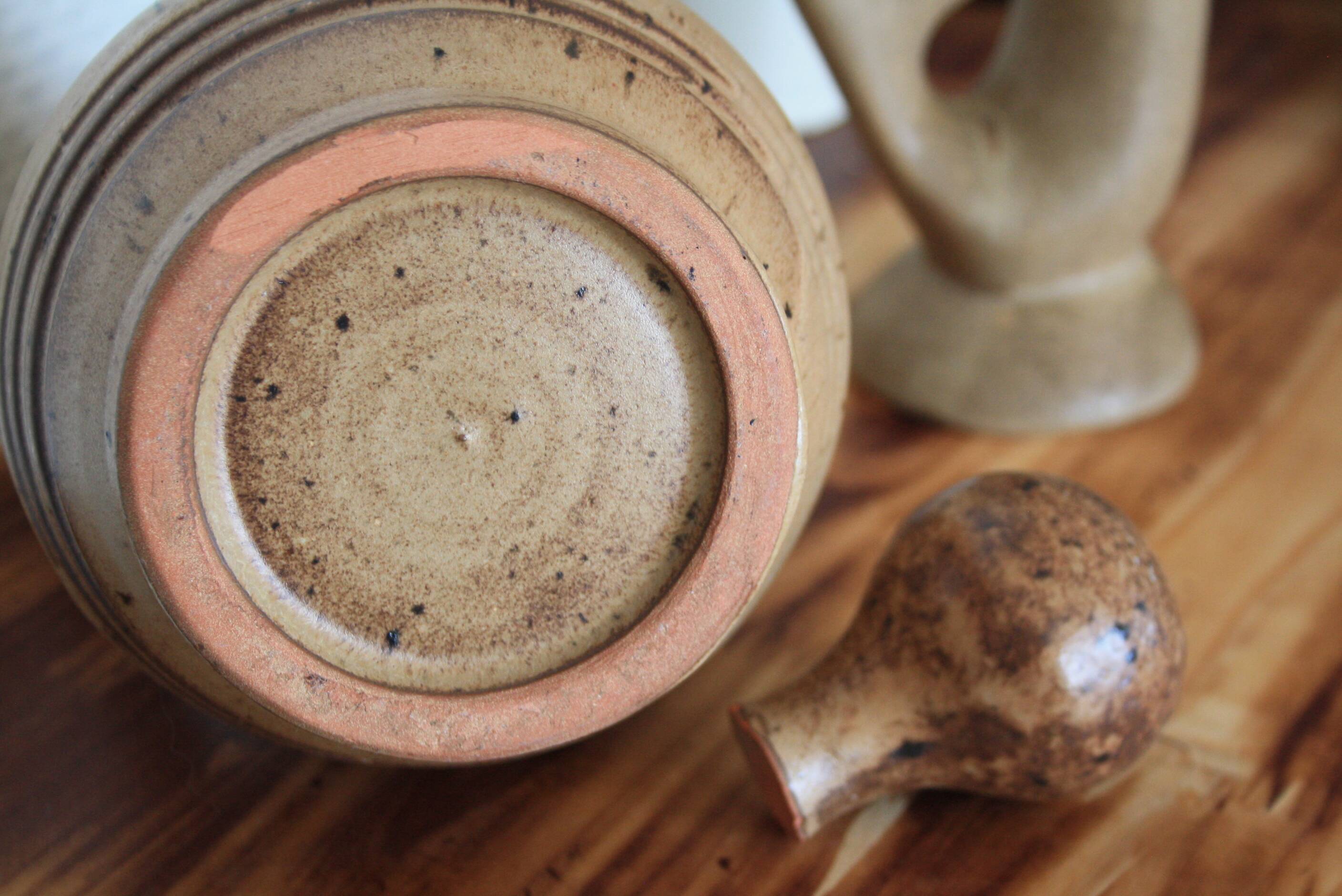Set of 2 antique stoneware carafes/pitchers
