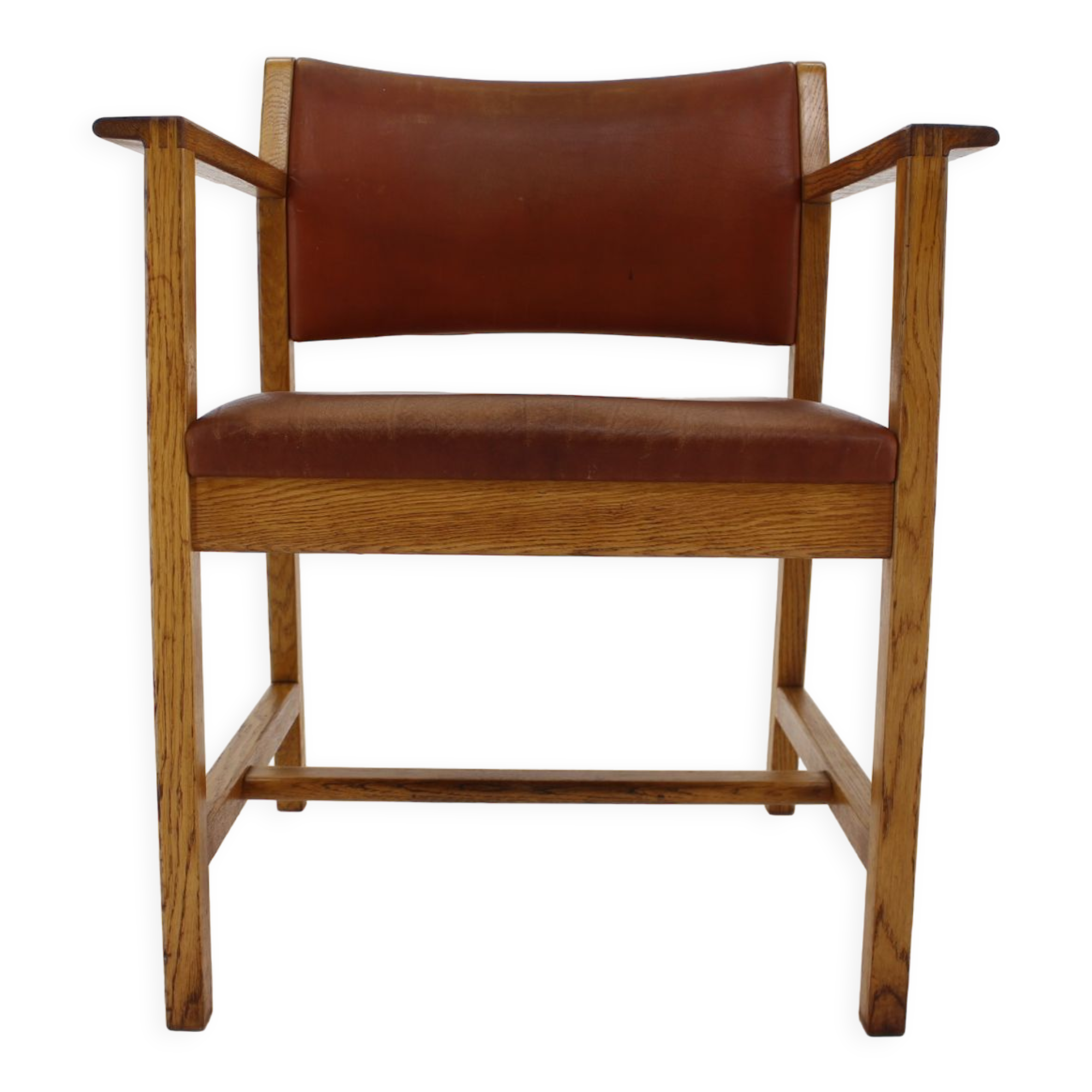 1960s Borge Mogensen Oak and Leather Desk Chair, Denmark