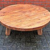 Brutalist oak coffee table thee legs