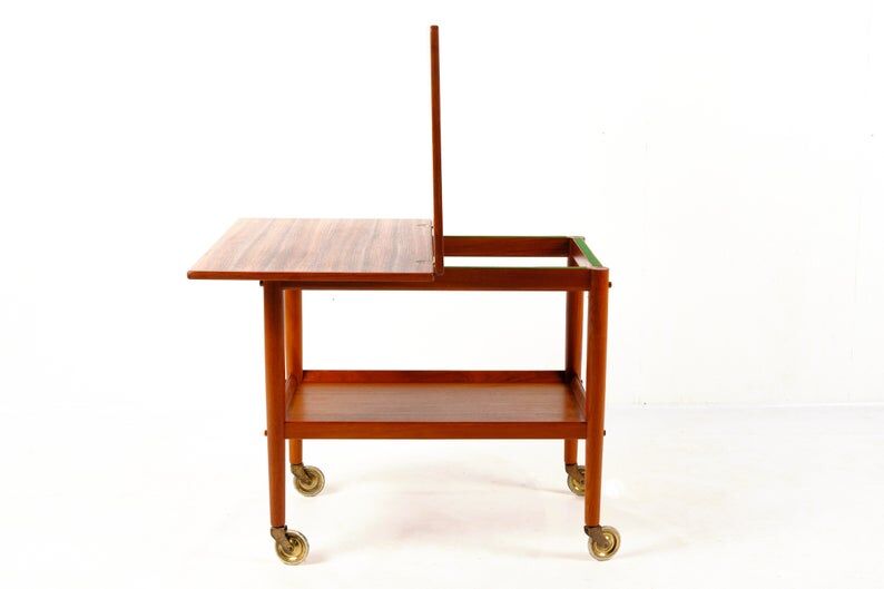 Tea cart with foldable table top Poul Jeppesen Denmark circa 1965