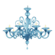 Contemporary Venetian Blue Satin Murano Glass Chandelier with 8 Arms