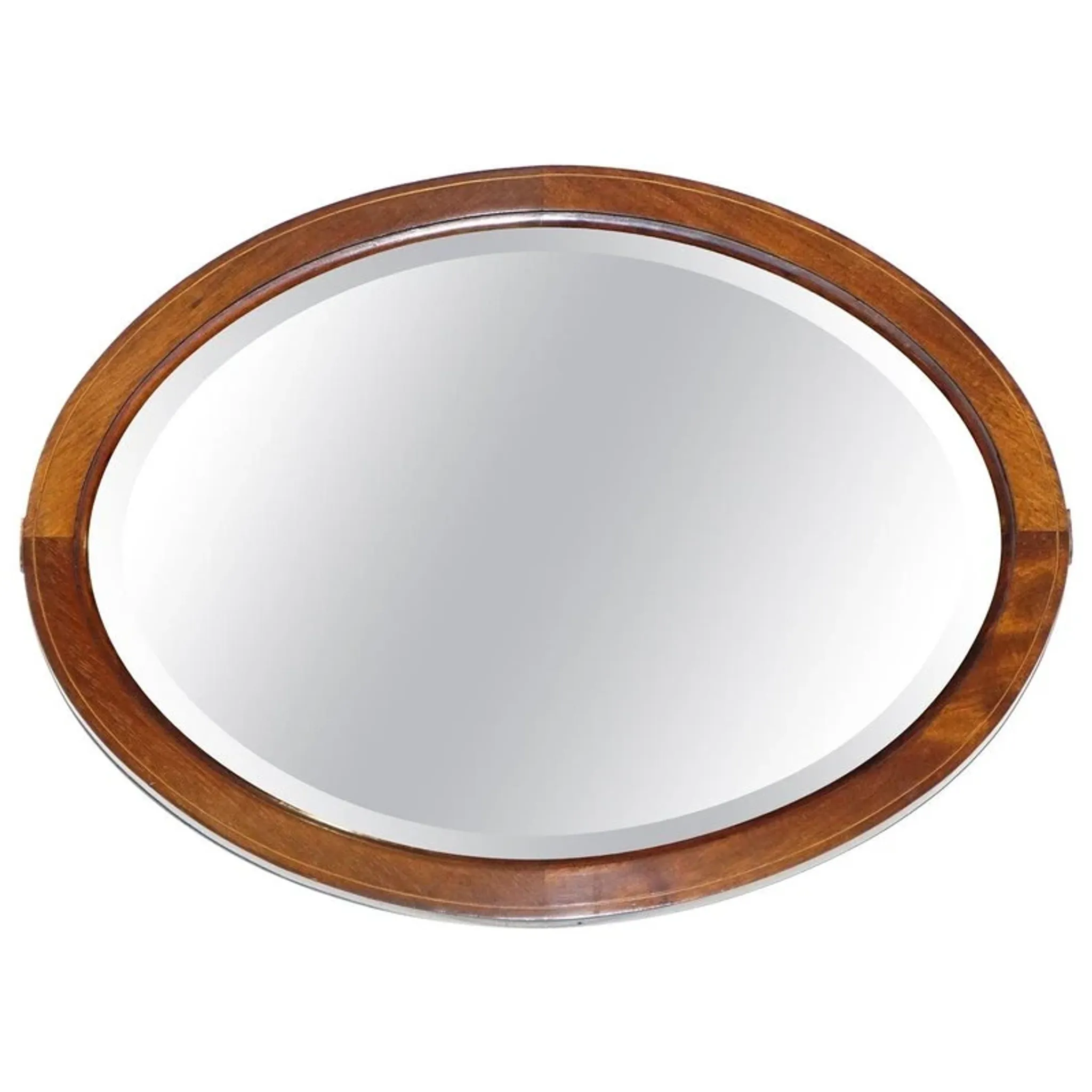 Antique Edwardian Bevelled Oval Wall Mirror, 1910s