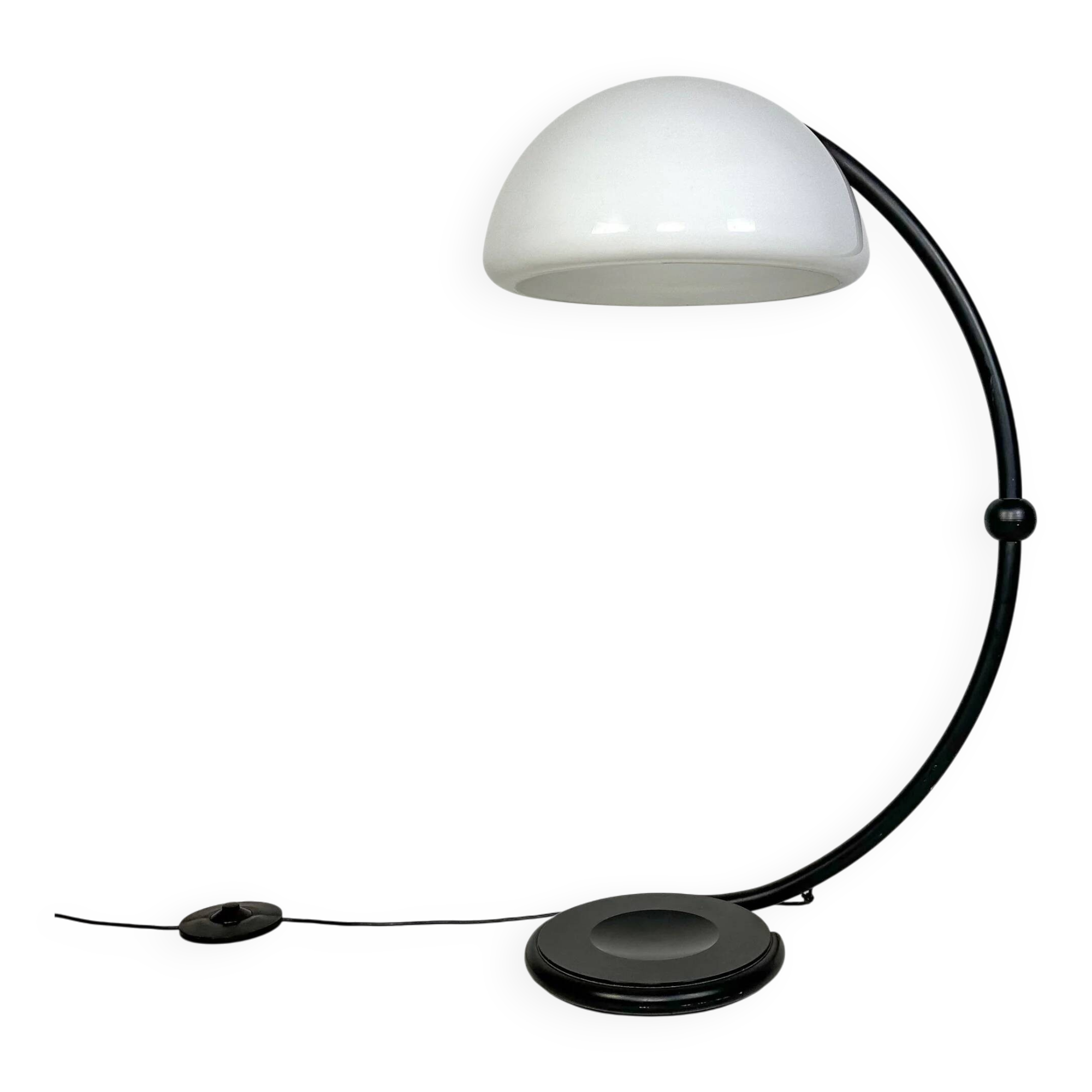 60s vintage black Serpente floor lamp by Elio Martinelli for Martinelli Luce