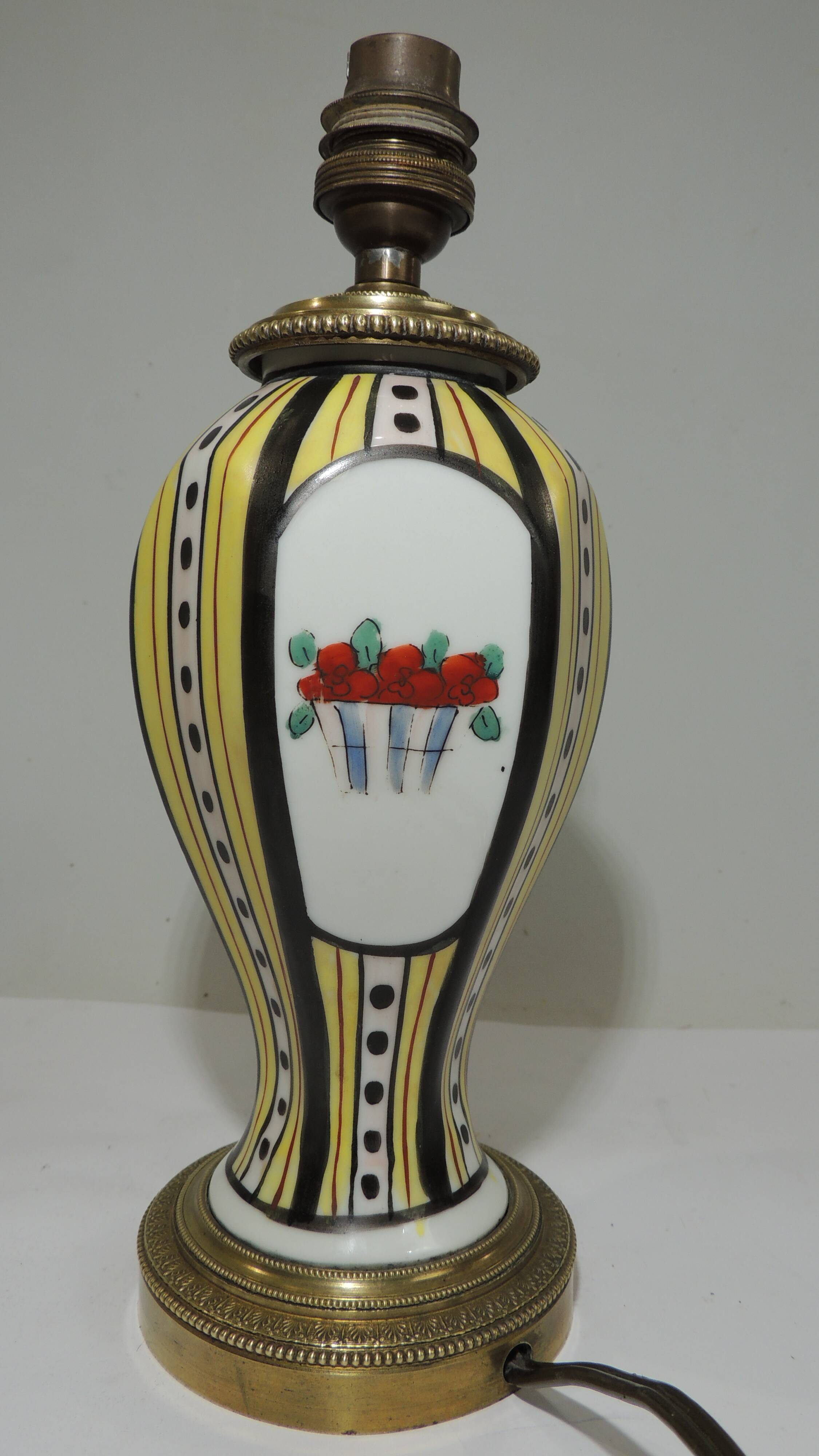 1930s ceramic lamp and bronze/vintage frame