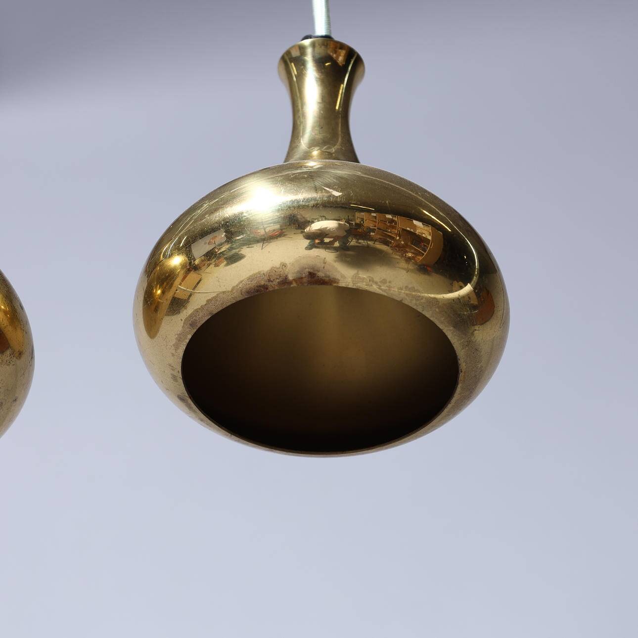pair of brass pendant lights - Denmark 1970s