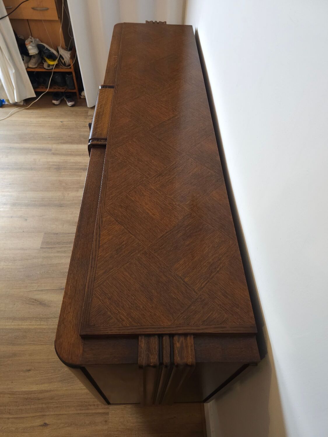 Enfilade Art-Déco en chêne et loupe d'orme
