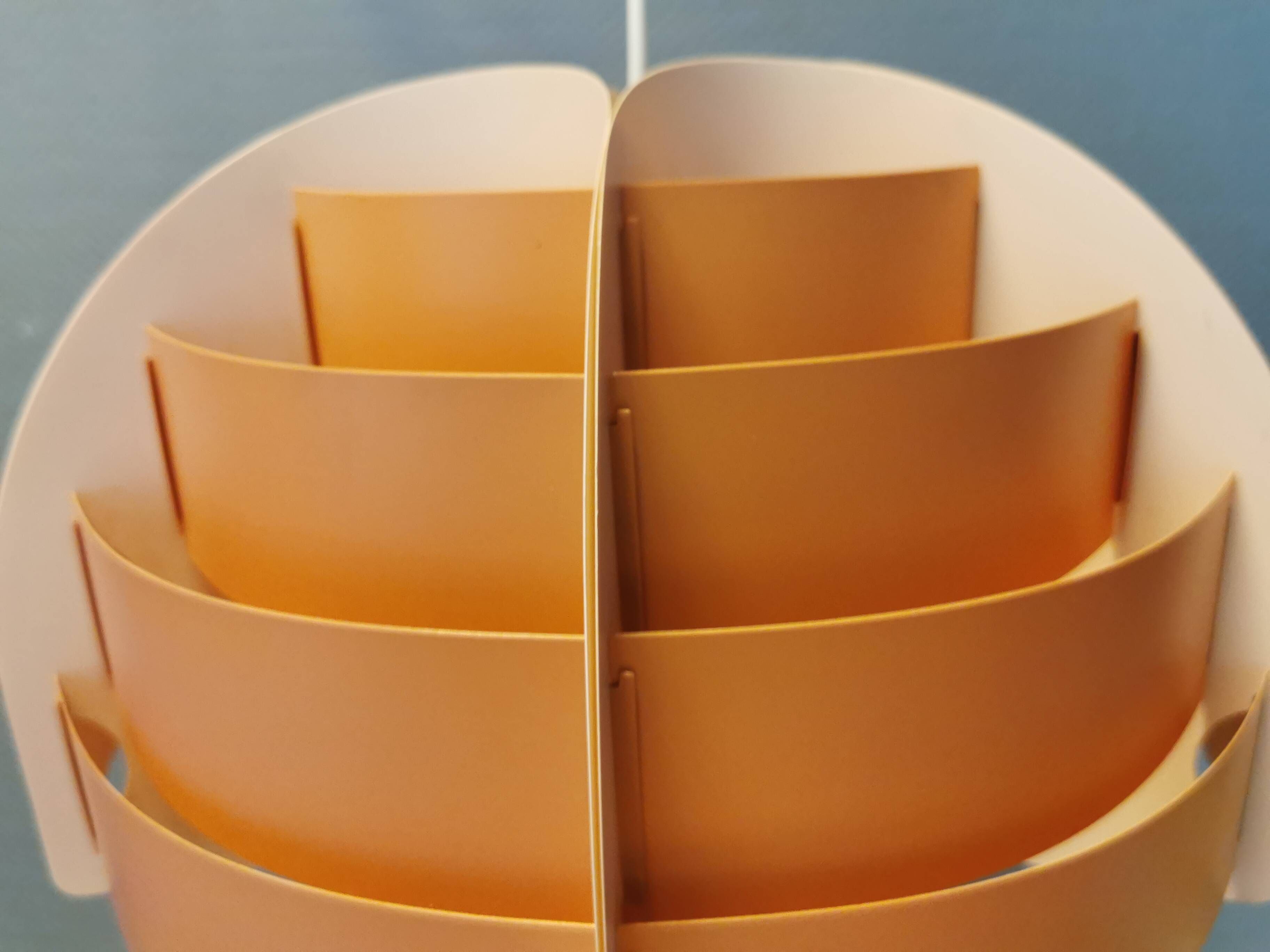 Hanging lamp made of plastic slats by Lars Schiøler for Hoyrup Lighting Denmark 1976.