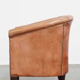 Cowhide Leather English-Style Club Chair in Light Cognac Color