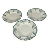 Set of 3 flat and deep plates, "Compiègne" model, Longwy, green