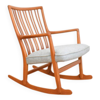 Fauteuil à bascule en chêne ML33 de Hans J. Wegner pour A/S Mikael Laursen, années 1950